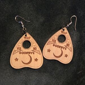 Wooden Ouija Planchette Earrings